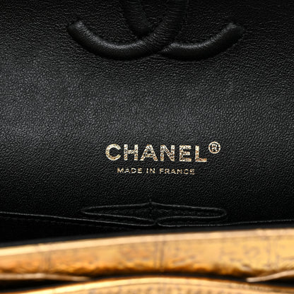Chanel Metallic Calfskin Crocodile Embossed Cocodile Small Double Flap Gold 6 of 10