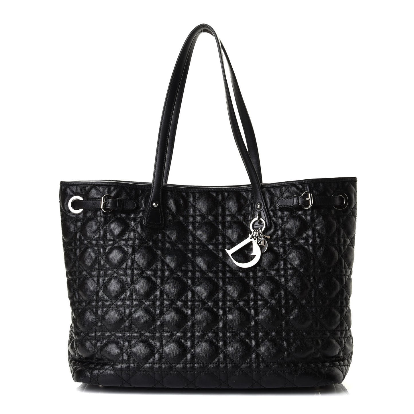 Coated Canvas Cannage Medium Panarea Tote Black