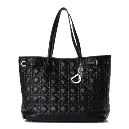 Christian Dior Coated Canvas Cannage Medium Panarea Tote Black 1 of 6