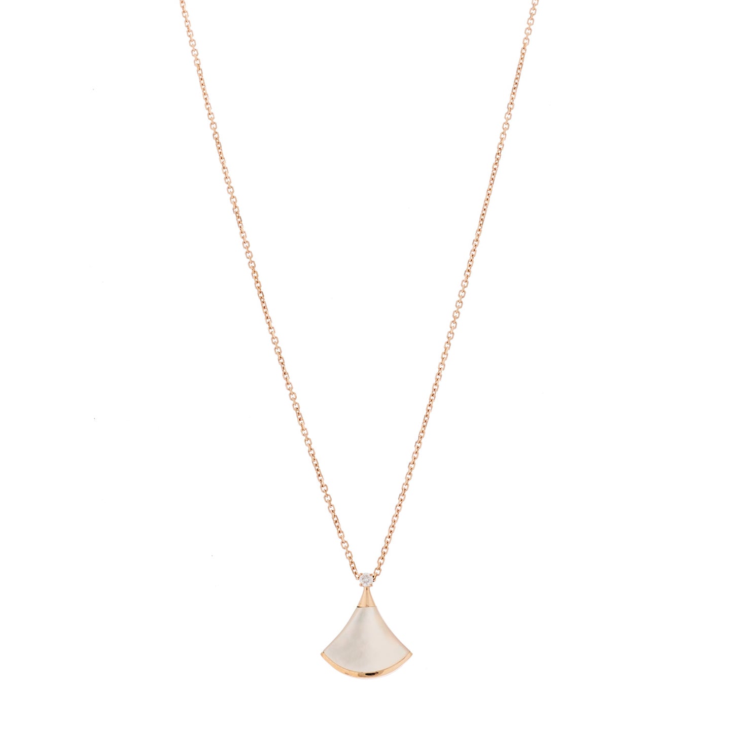 18K Rose Gold Diamond Mother of Pearl Small Divas' Dream Pendant Necklace