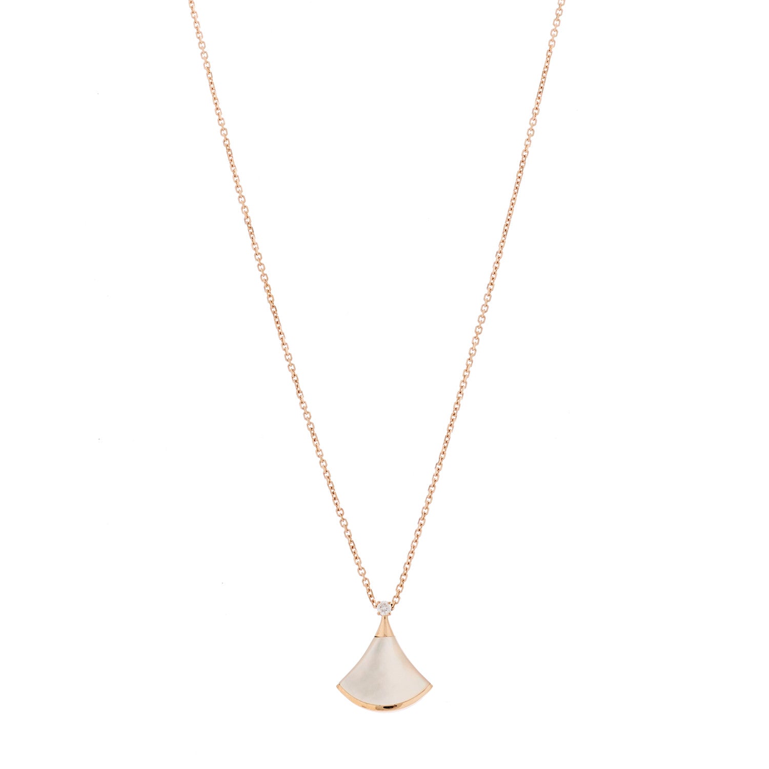 Bulgari 18K Rose Gold Diamond Mother of Pearl Small Divas' Dream Pendant Necklace 1 of 7