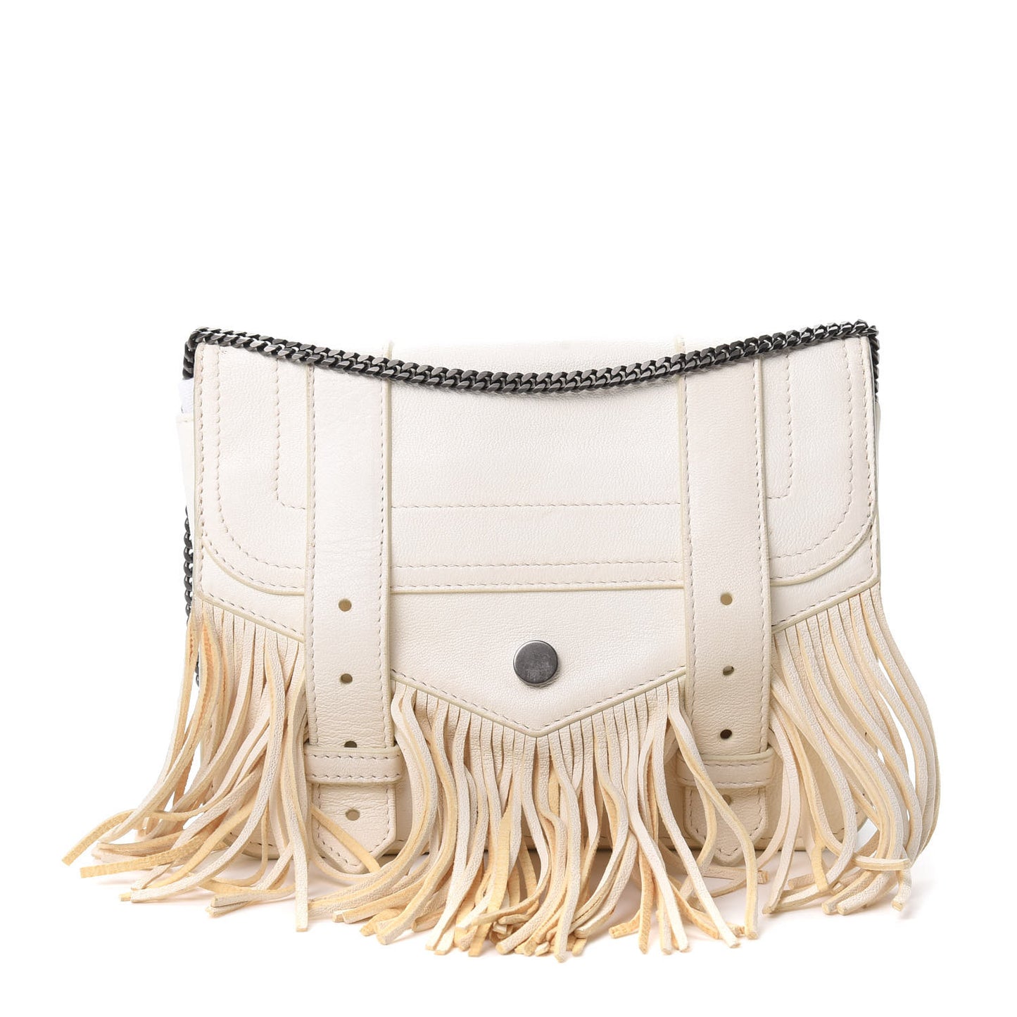 Lambskin Fringe PS1 Chain Wallet White