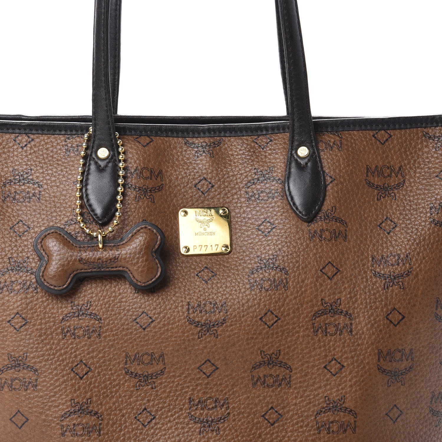MCM Visetos Dog Bone Shopper Tote Brown 11 of 11