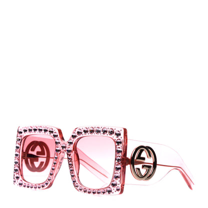 Gucci Acetate Crystal Oversize Sunglasses GG0148S Pink 1 of 8
