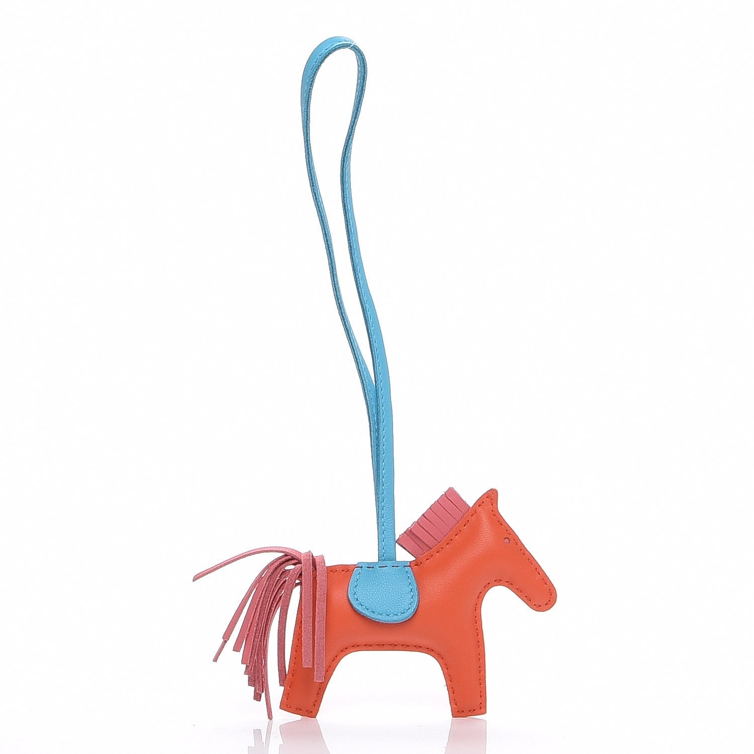 Hermes Milo Lambskin Grigri Rodeo Horse Bag Charm PM Orange Poppy Rose Azalee Bleu Azteque 1 of 5