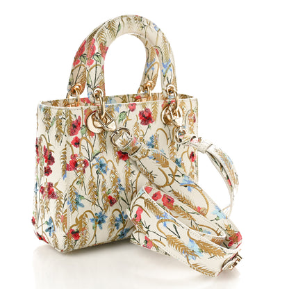 Christian Dior Calfskin Hibiscus Printed Embroidered My ABCDior Lady Dior Beige Multicolor 3 of 11
