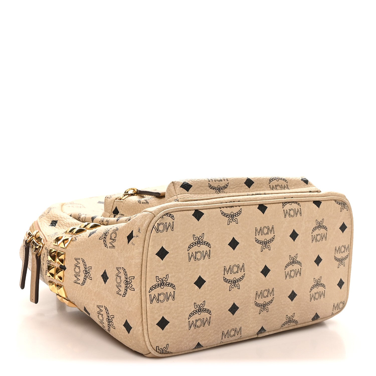 MCM Visetos Small Side Stud Stark Backpack Beige 3 of 8