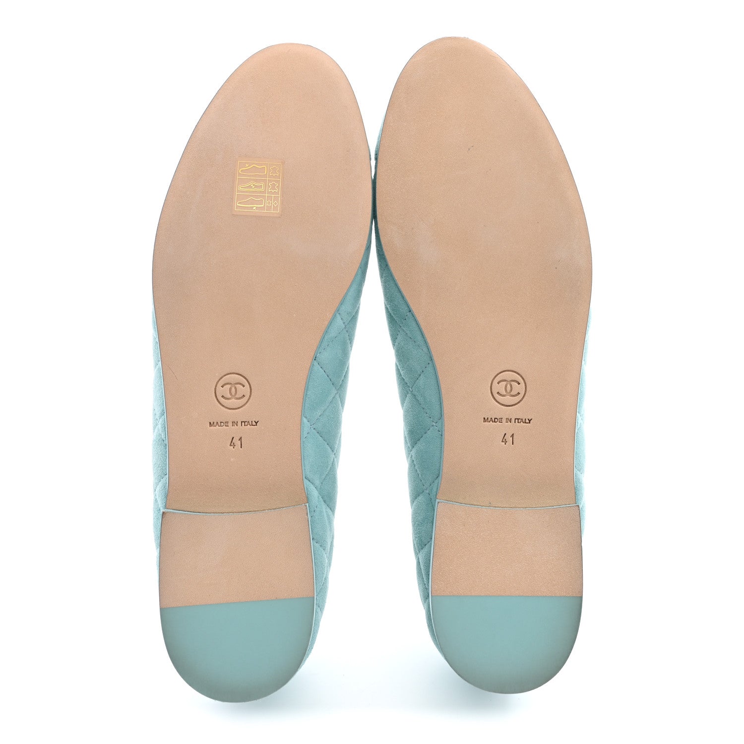 Chanel Suede Calfskin Quilted Cap Toe CC Ballerina Flats 41 Light Blue 6 of 11