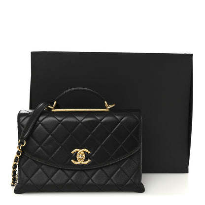 Chanel Lambskin Quilted Large Trendy Spirit Top Handle Bag Black 12 of 12