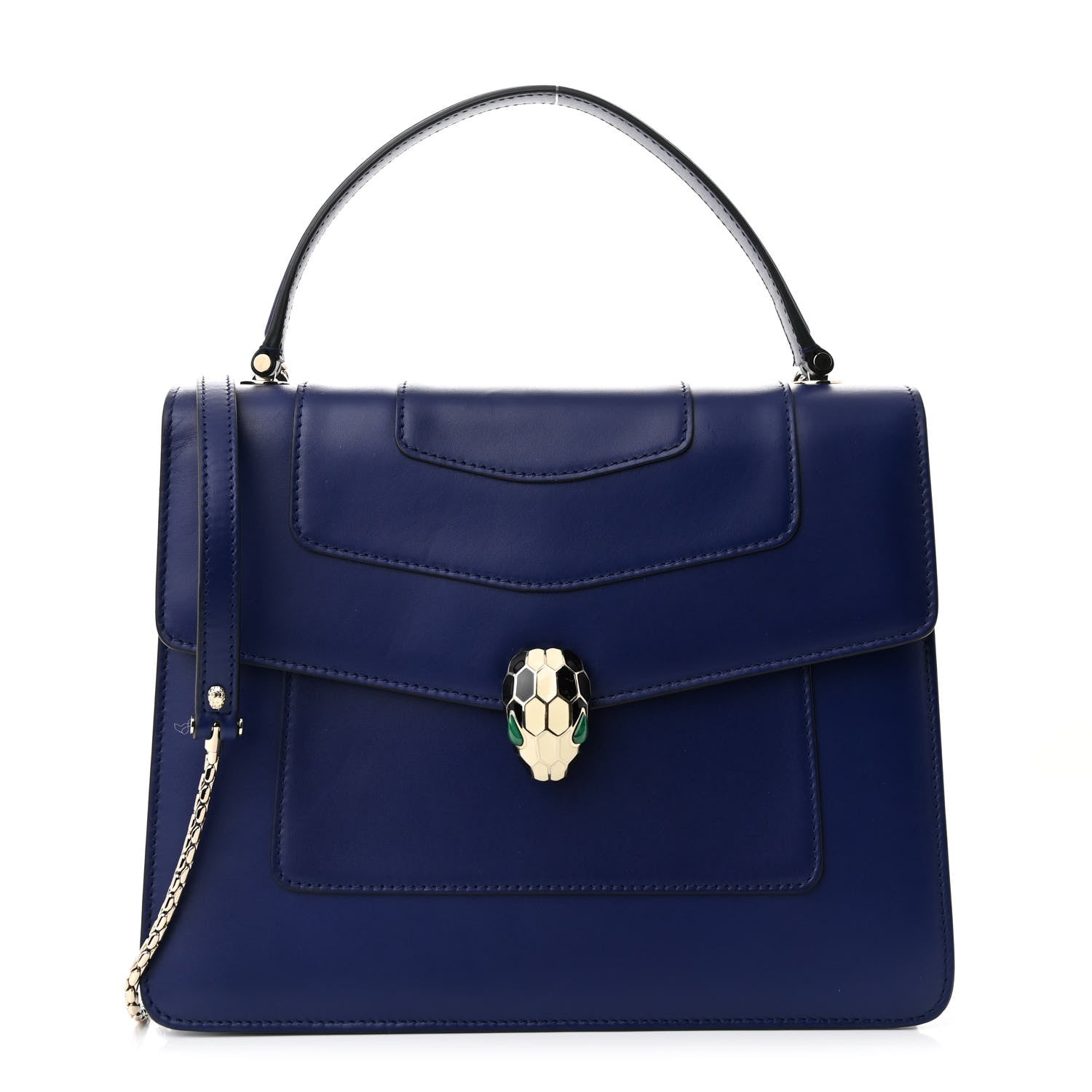 Bulgari Calfskin Large Serpenti Forever Top Handle Blue 1 of 14