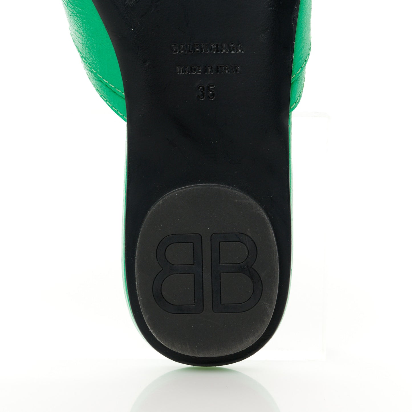 Agneau Arena Cagole Flat Slide Sandals 35 Vivid Green