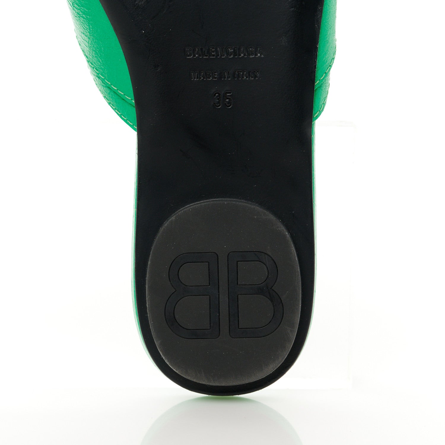 Balenciaga Agneau Arena Cagole Flat Slide Sandals 35 Vivid Green 10 of 11