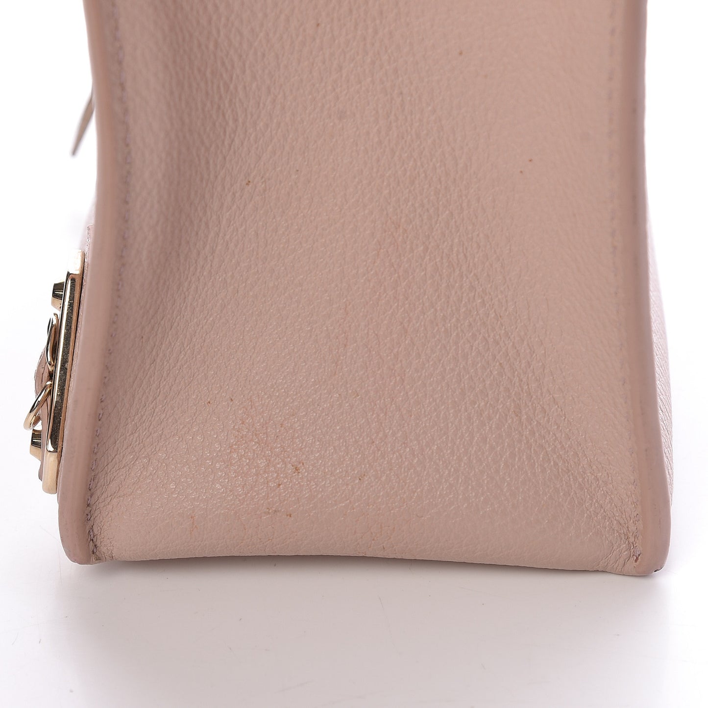 Grained Calfskin Gold Metallic Edge Hardware Papier Mini A4 Tote Rose Des Sables