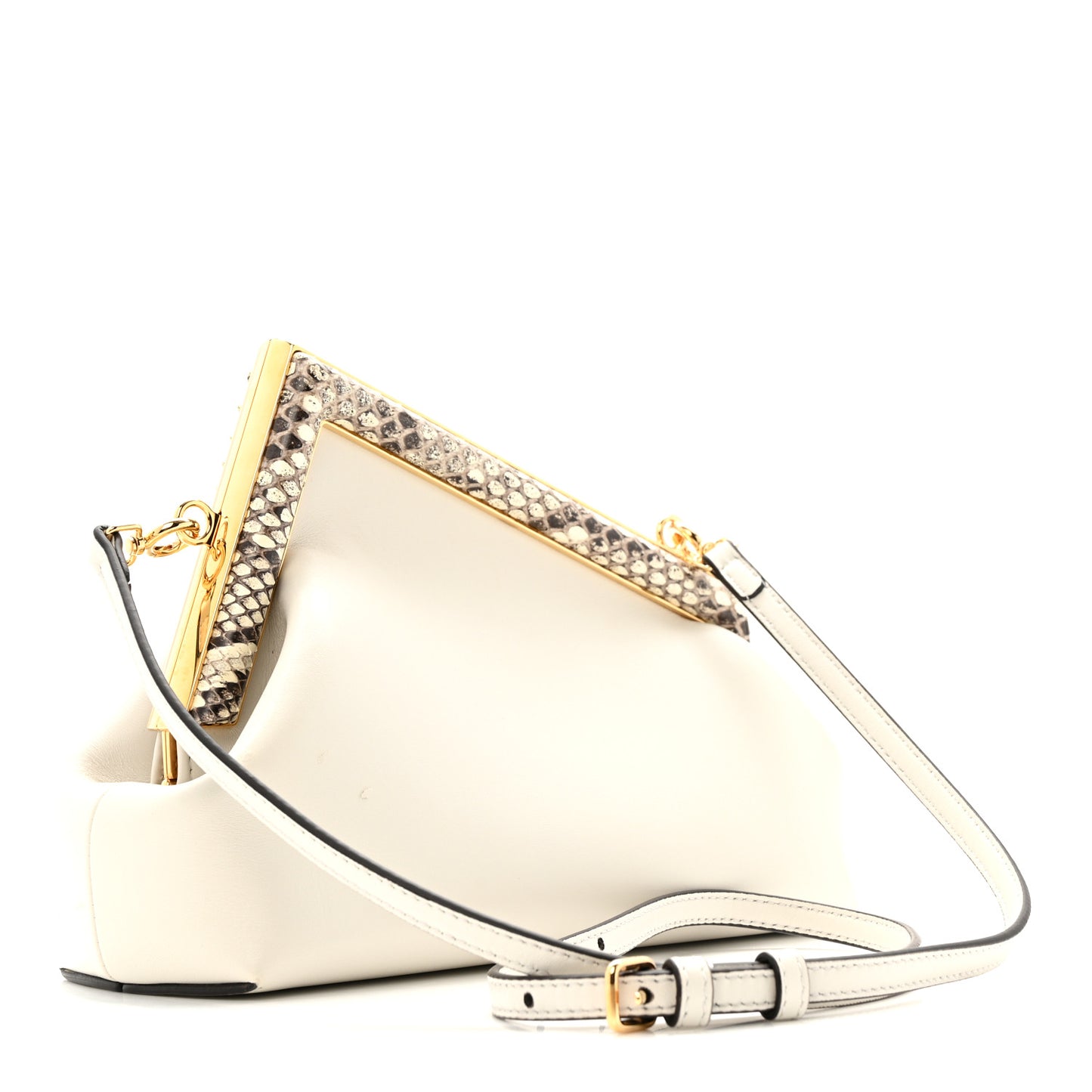 Shiny Nappa Snakeskin Small Fendi First White Roccia