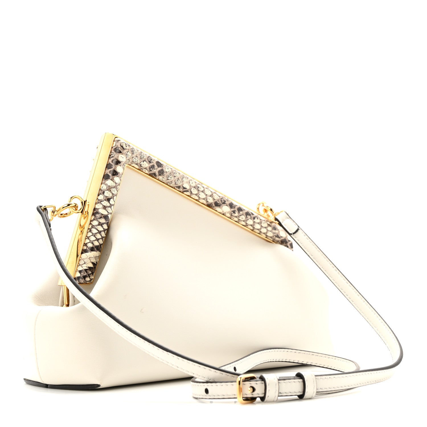 Fendi Shiny Nappa Snakeskin Small Fendi First White Roccia 3 of 12
