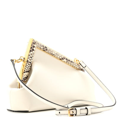 Fendi Shiny Nappa Snakeskin Small Fendi First White Roccia 3 of 12