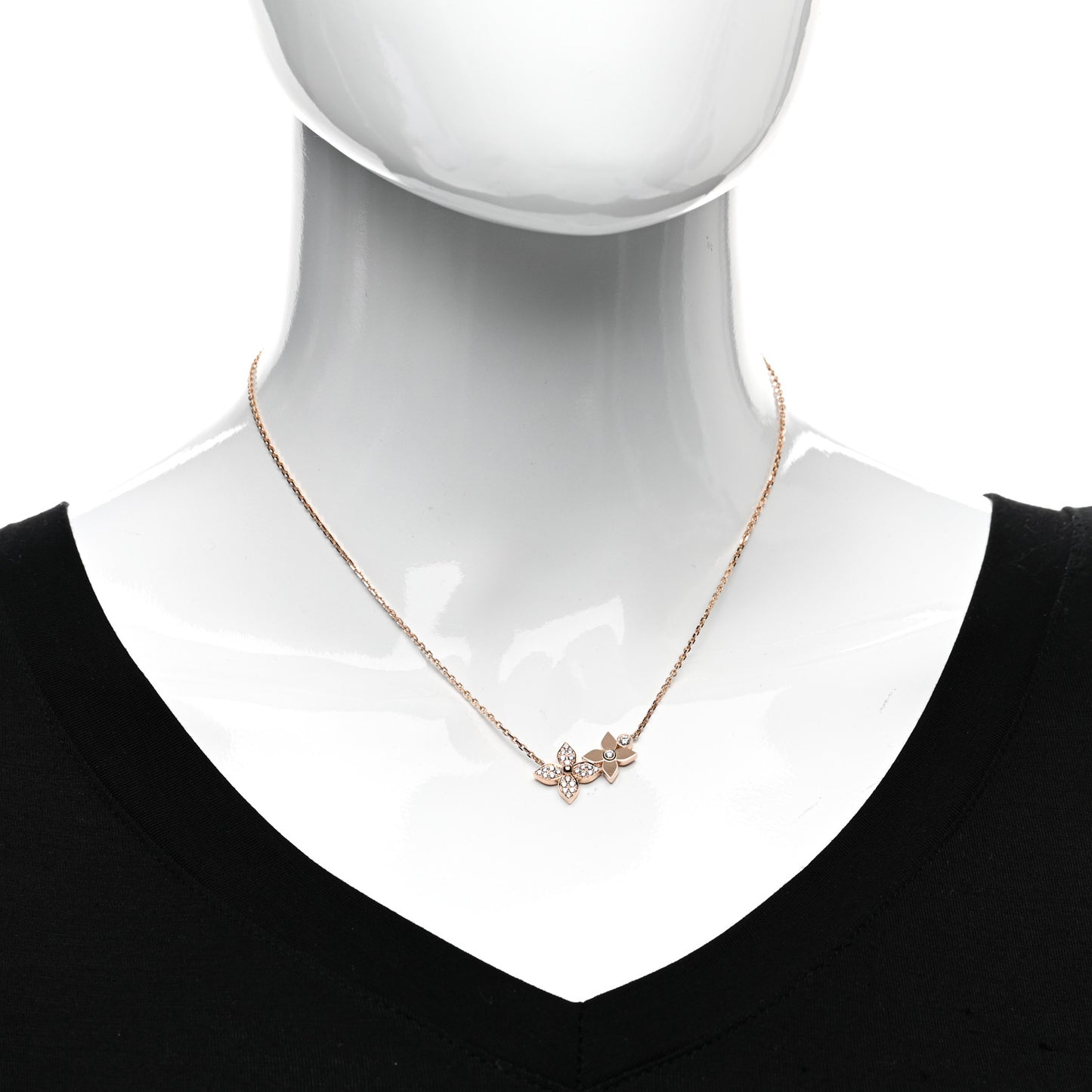 18K Pink Gold Diamond Star Blossom Necklace