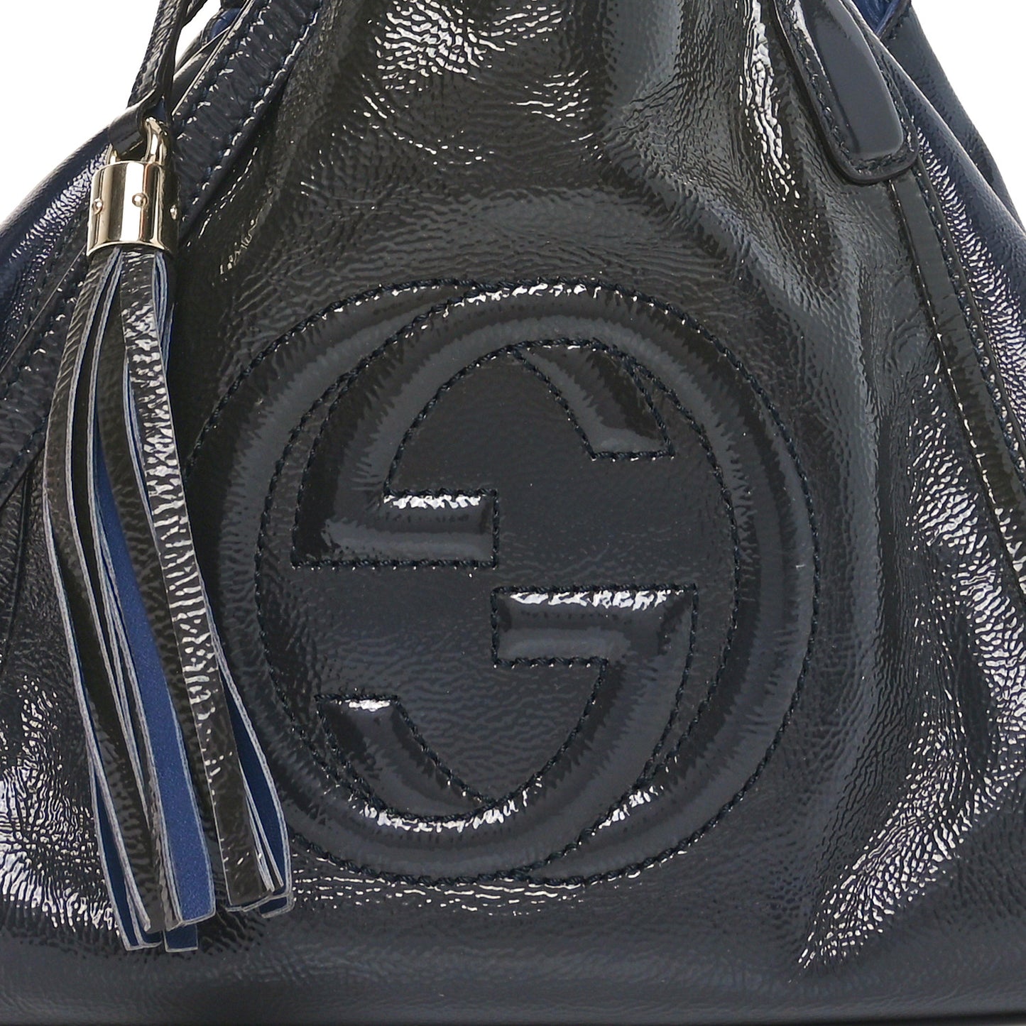 Patent Small Soho Shoulder Bag Uniform Blue