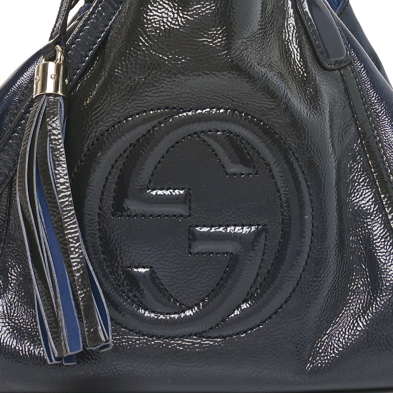 Gucci Patent Small Soho Shoulder Bag Uniform Blue 8 of 10
