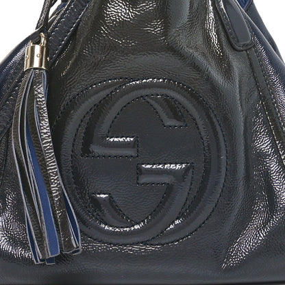 Gucci Patent Small Soho Shoulder Bag Uniform Blue 8 of 10