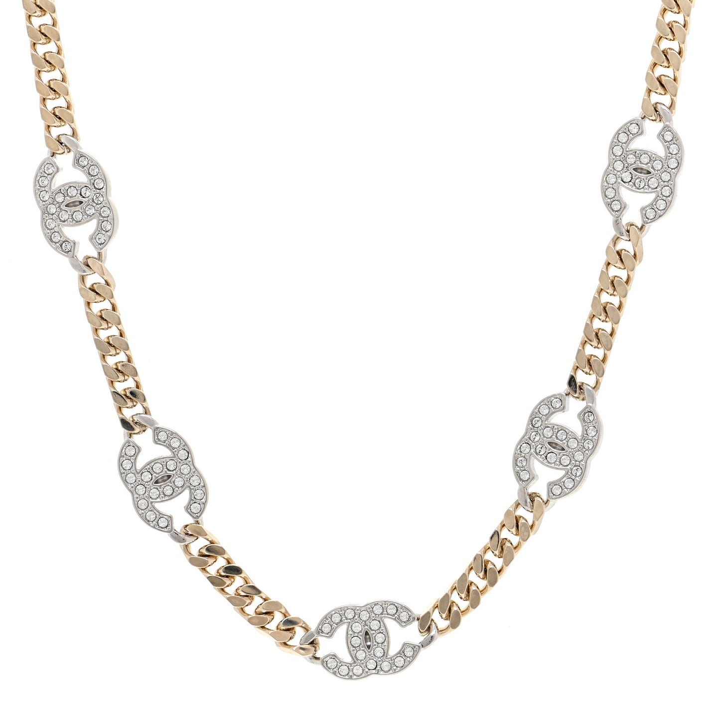 Crystal Chain CC Link Choker Gold Silver