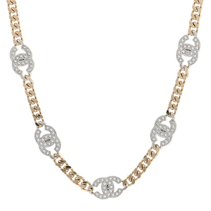 Chanel Crystal Chain CC Link Choker Gold Silver 1 of 6