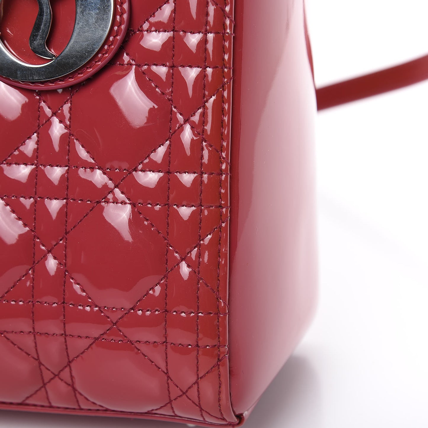 Patent Cannage Medium Lady Dior Dark Pink