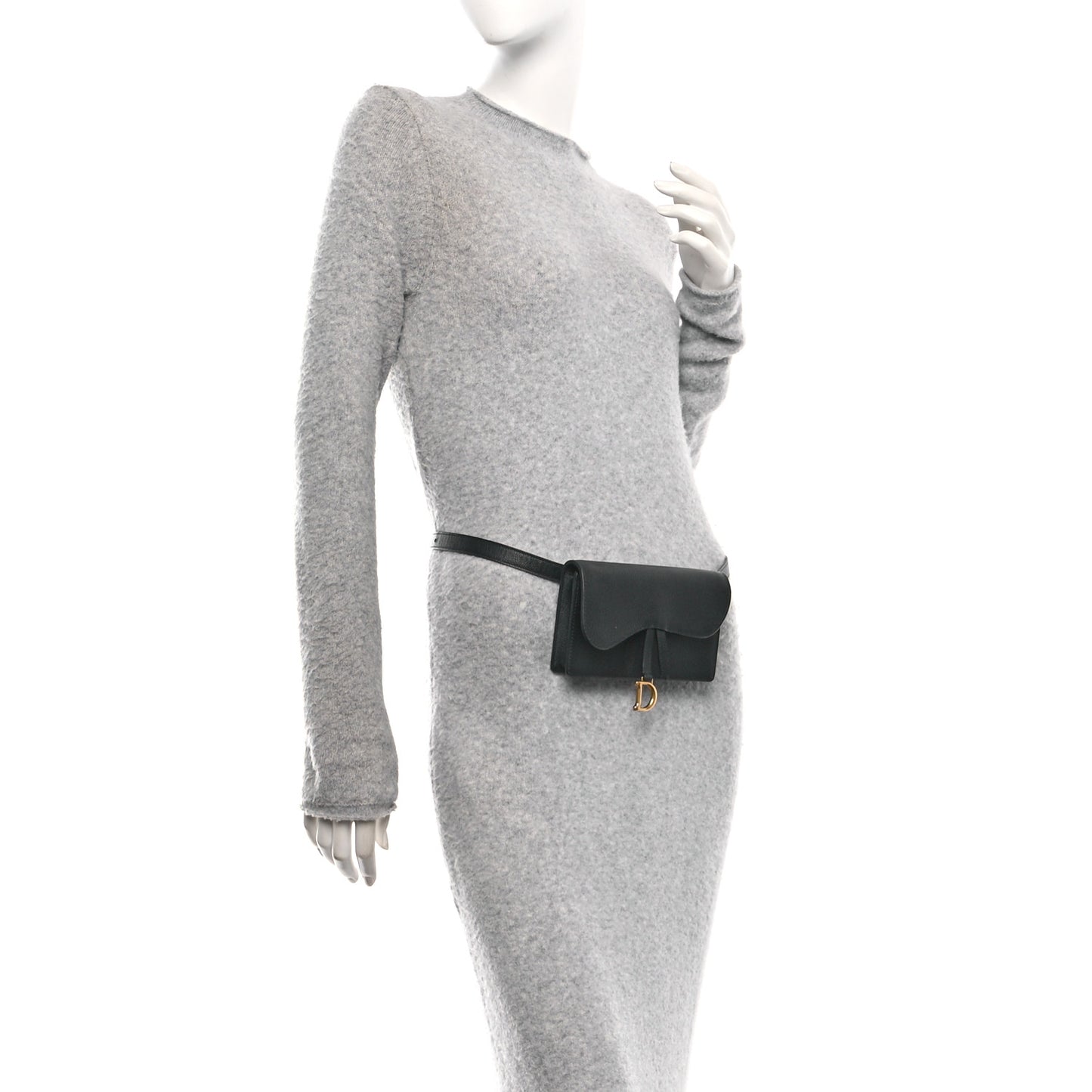 Grained Calfskin Saddle Belt Bag Black