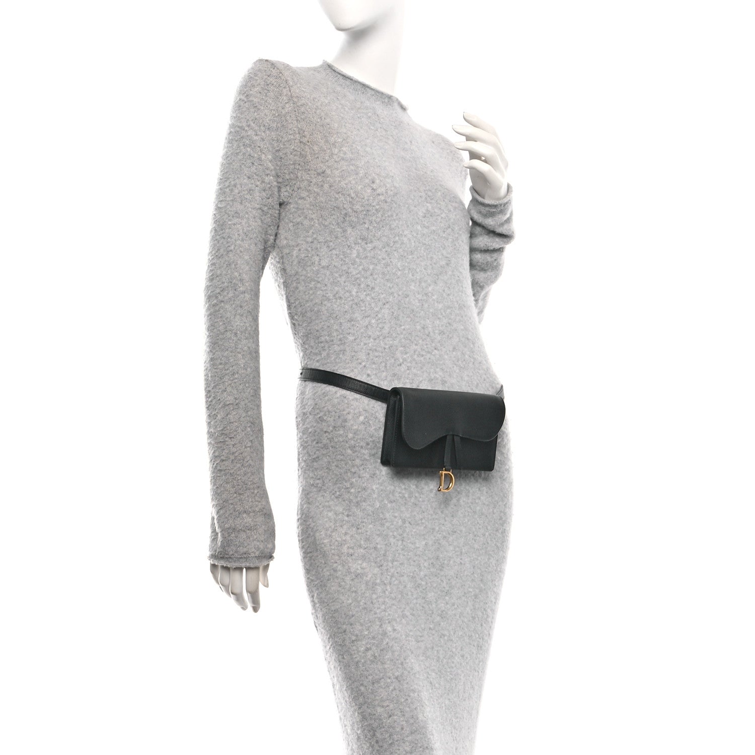 Christian Dior Grained Calfskin Saddle Belt Bag Black 2 of 13