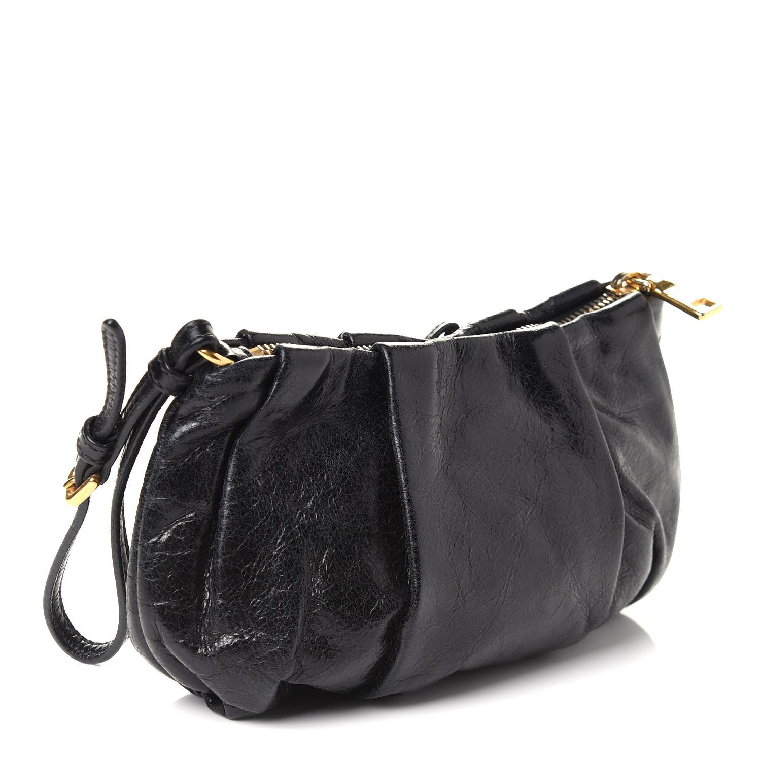 Prada Vitello Shine Mordore Wristlet Clutch Black 3 of 8