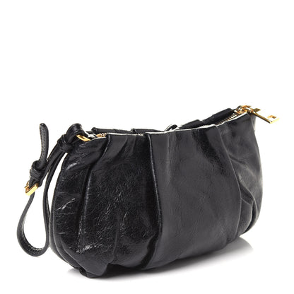 Prada Vitello Shine Mordore Wristlet Clutch Black 3 of 8