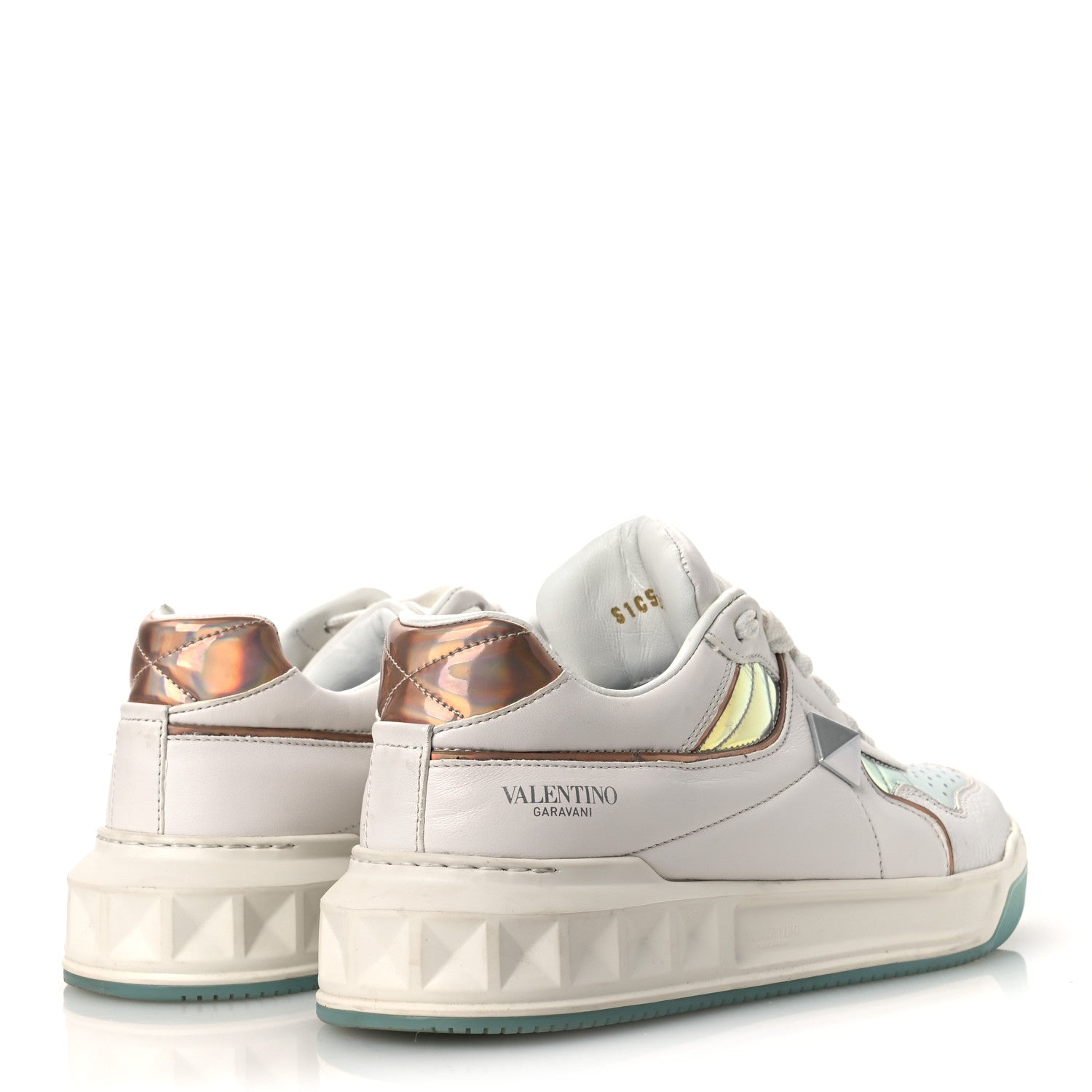 Valentino Garavani Nappa Metallic One Stud Low Top Sneakers 37 White 5 of 14