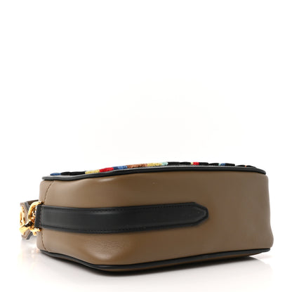Fendi Vitello Century Velvet F is Fendi FF Multicolor Bi-Color Camera Case Fango Black Multicolor 4 of 10