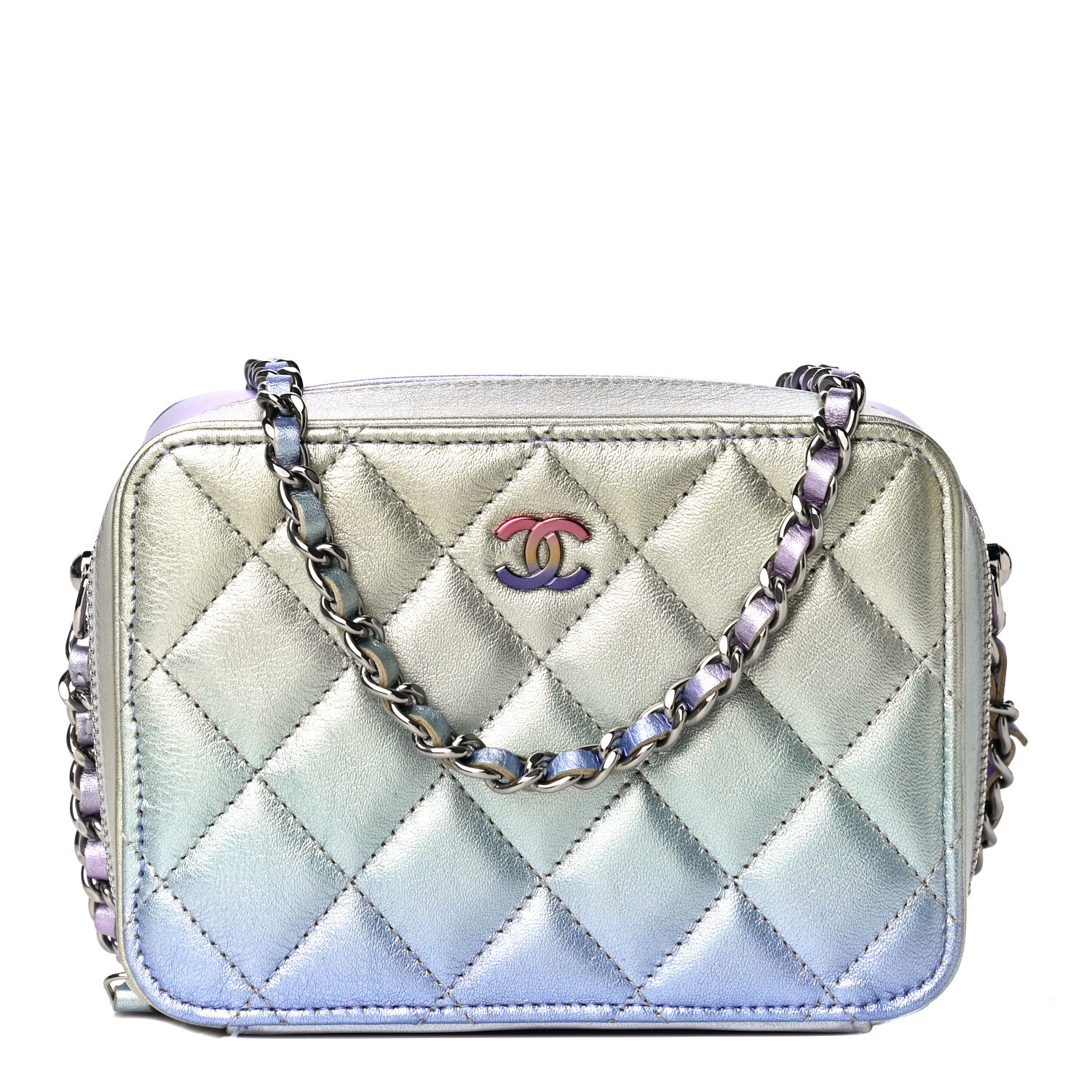 Chanel Metallic Gradient Calfskin Quilted Camera Case Blue Yellow Purple 1 of 16