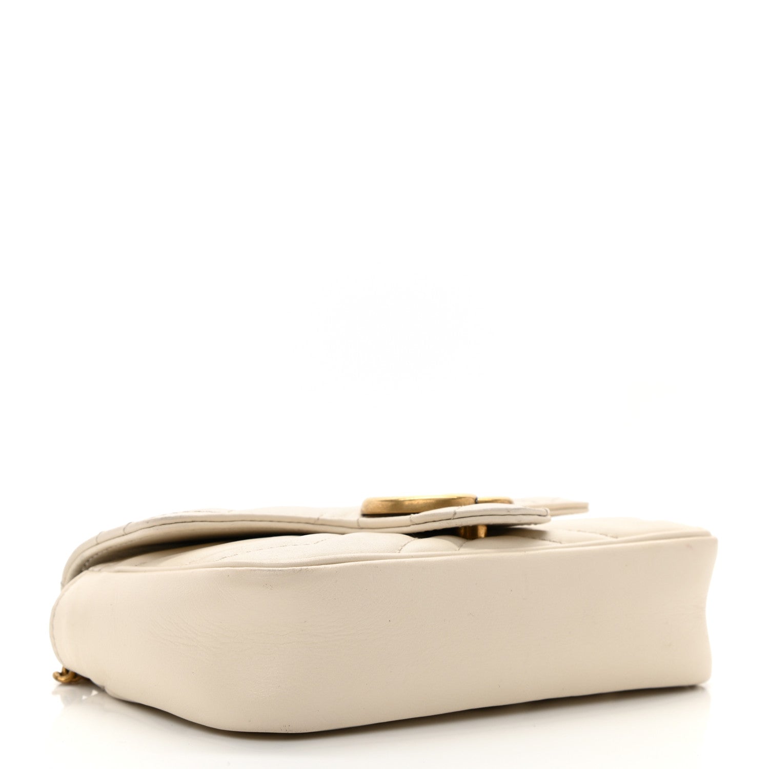Gucci Calfskin Matelasse Super Mini GG Marmont Shoulder Bag White 4 of 10