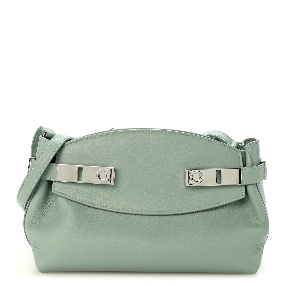 Salvatore Ferragamo Calfskin Small Hug Pouch Aqua Green 1 of 9