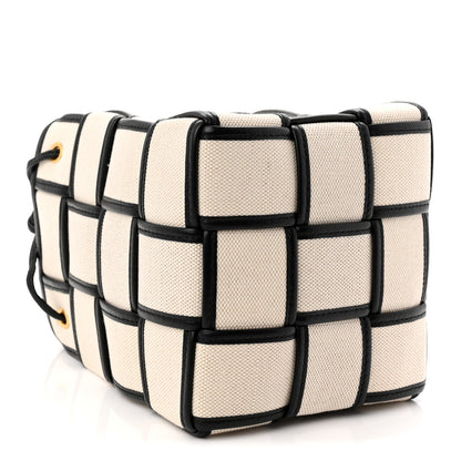 Bottega Veneta Canvas Nappa Maxi Intrecciato Small Cassette Bucket Bag Natural Black 4 of 9