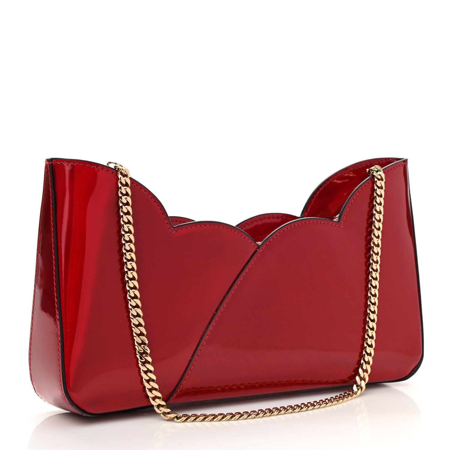Christian Louboutin Metallic Patent Psychedelic Hot Chick Baguette Shoulder Bag Loubi Gold 2 of 7