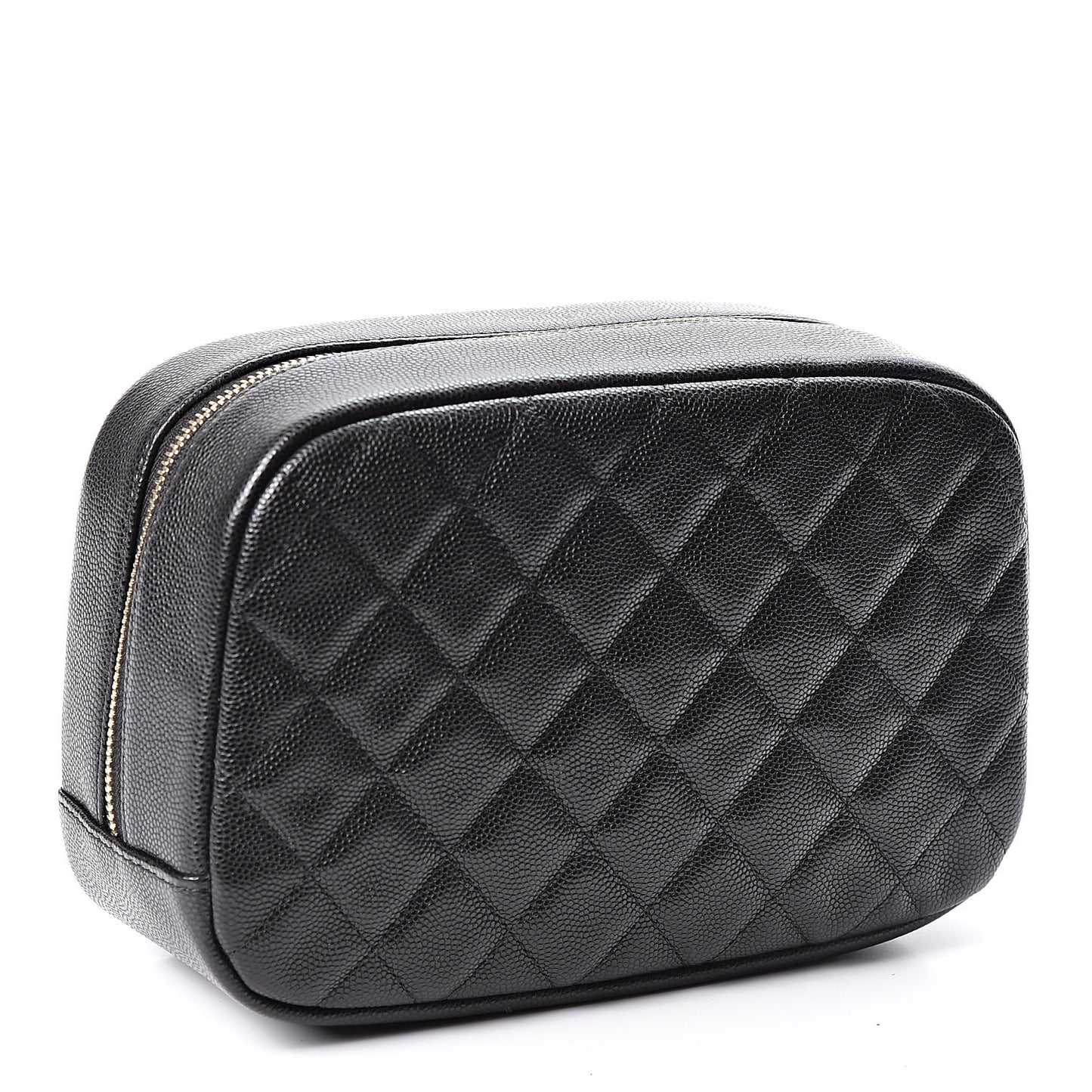Caviar Quilted Curvy Pouch Cosmetic Case Black