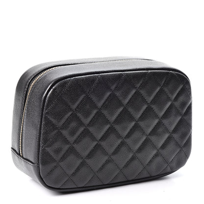 Chanel Caviar Quilted Curvy Pouch Cosmetic Case Black 2 of 7