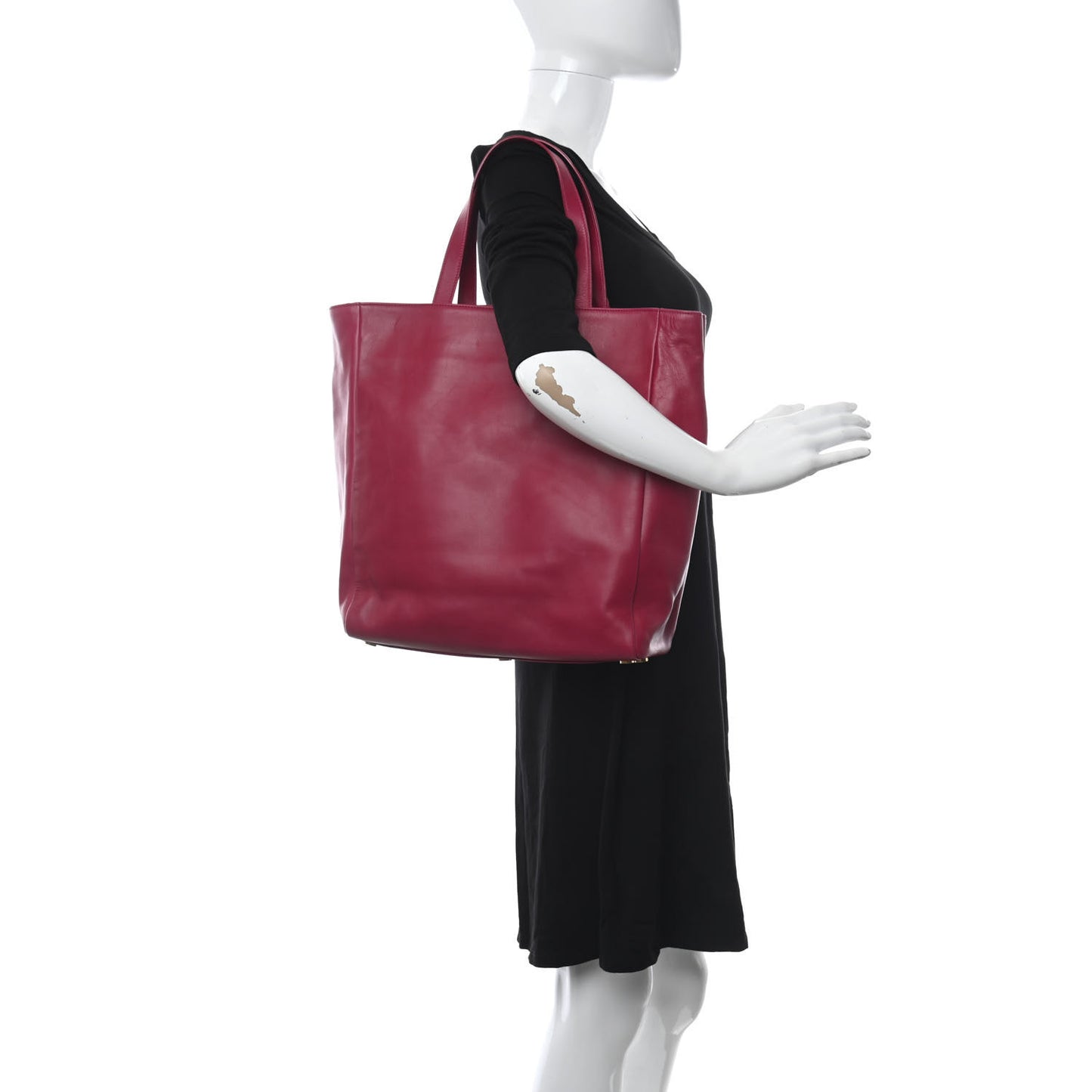 Calfskin Suede Reversible East West Shopping Tote Pink