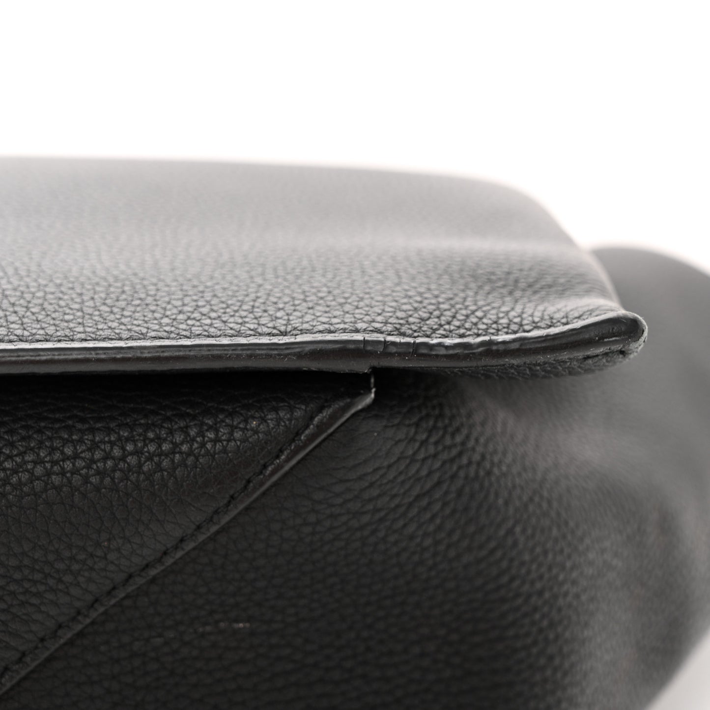 Baby Grained Calfskin Medium Tri-Fold Bag Black