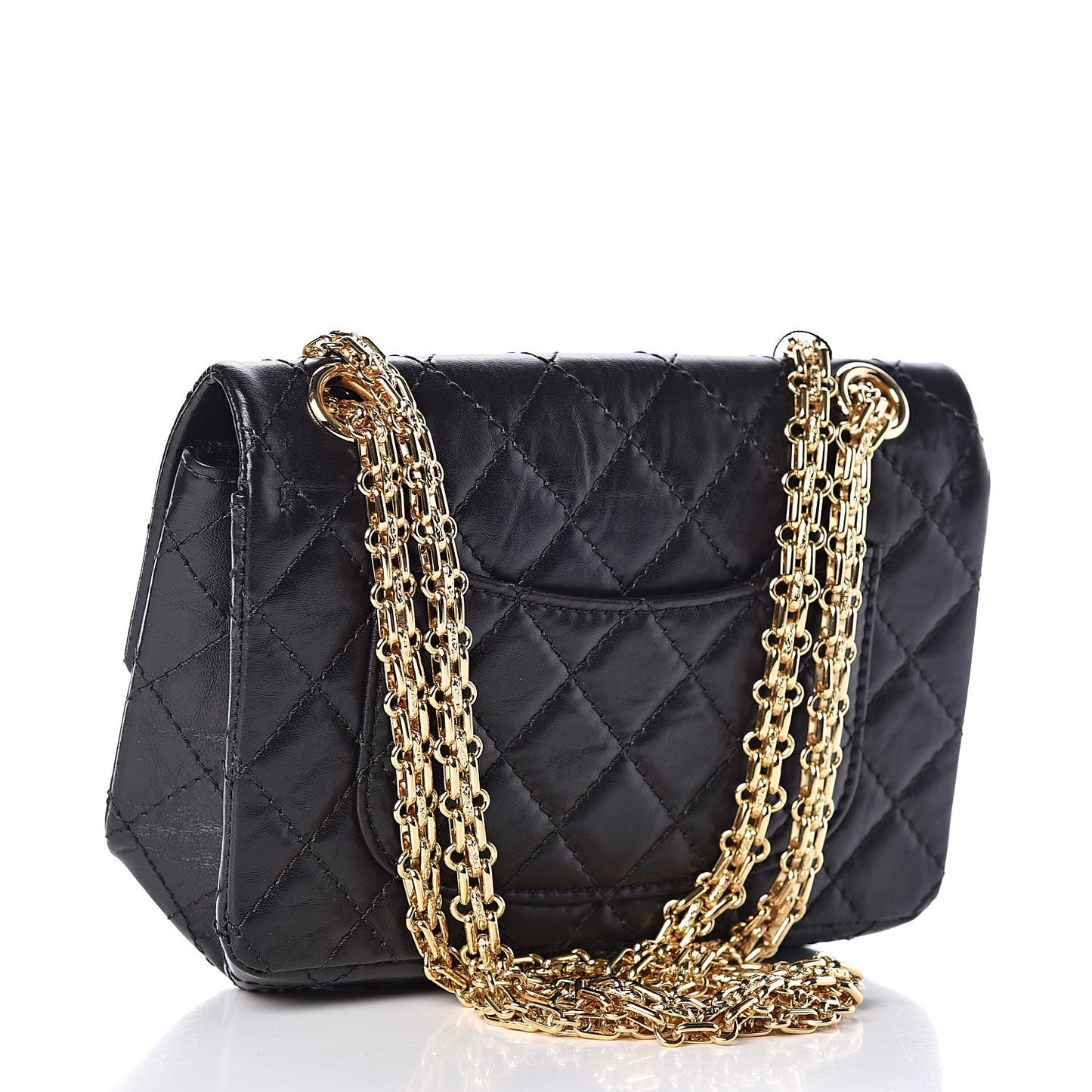 Aged Calfskin Quilted 2.55 Reissue Mini Flap Black