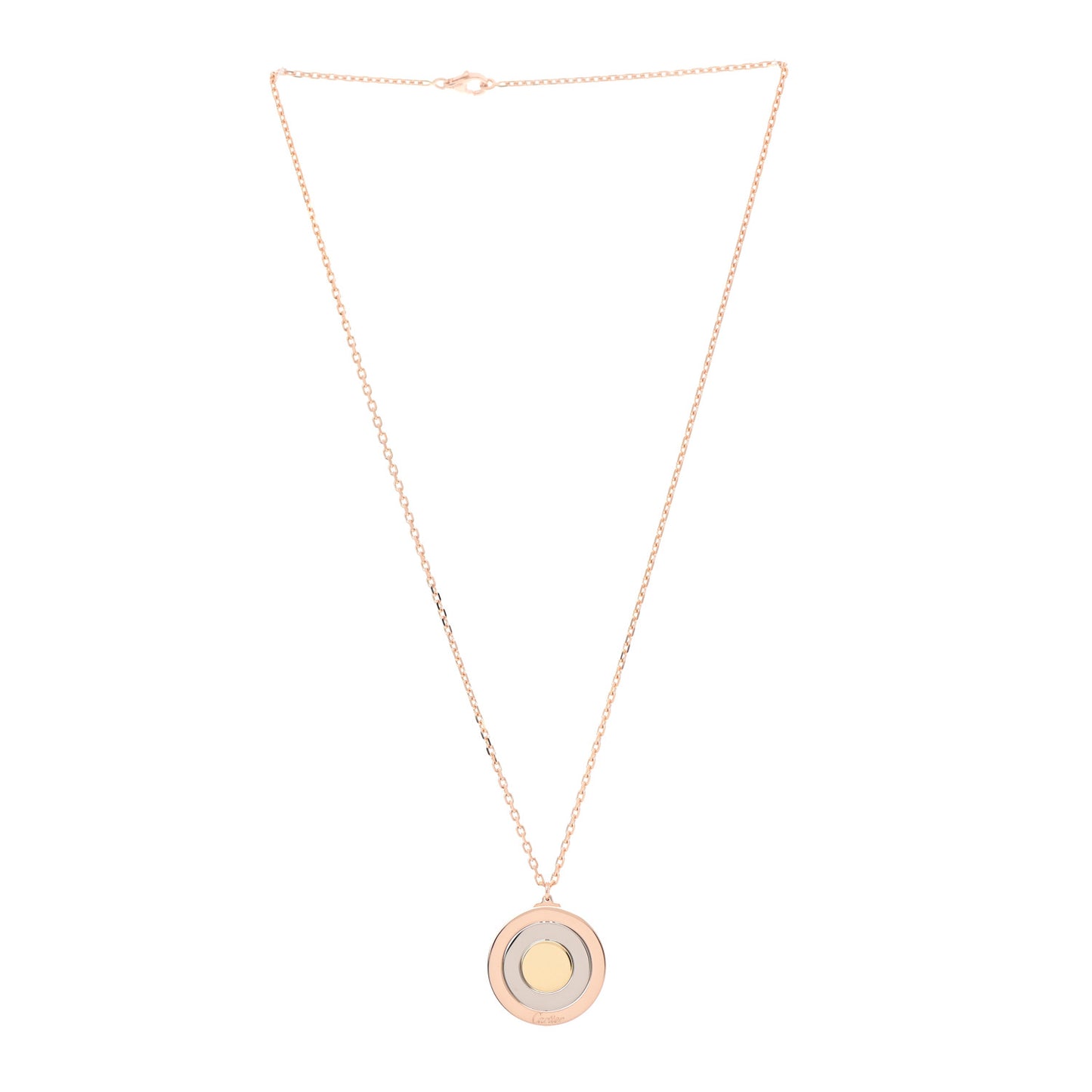 18K Pink Yellow White Gold Trinity Disc Pendant Necklace