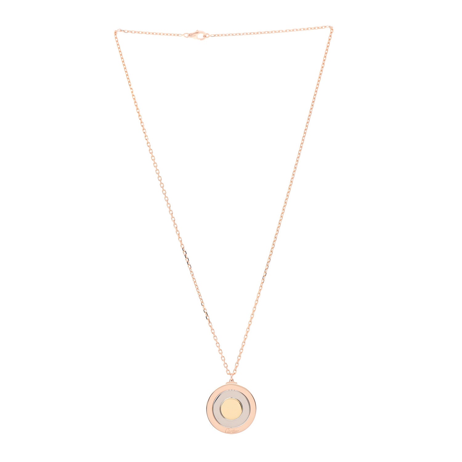Cartier 18K Pink Yellow White Gold Trinity Disc Pendant Necklace 3 of 5