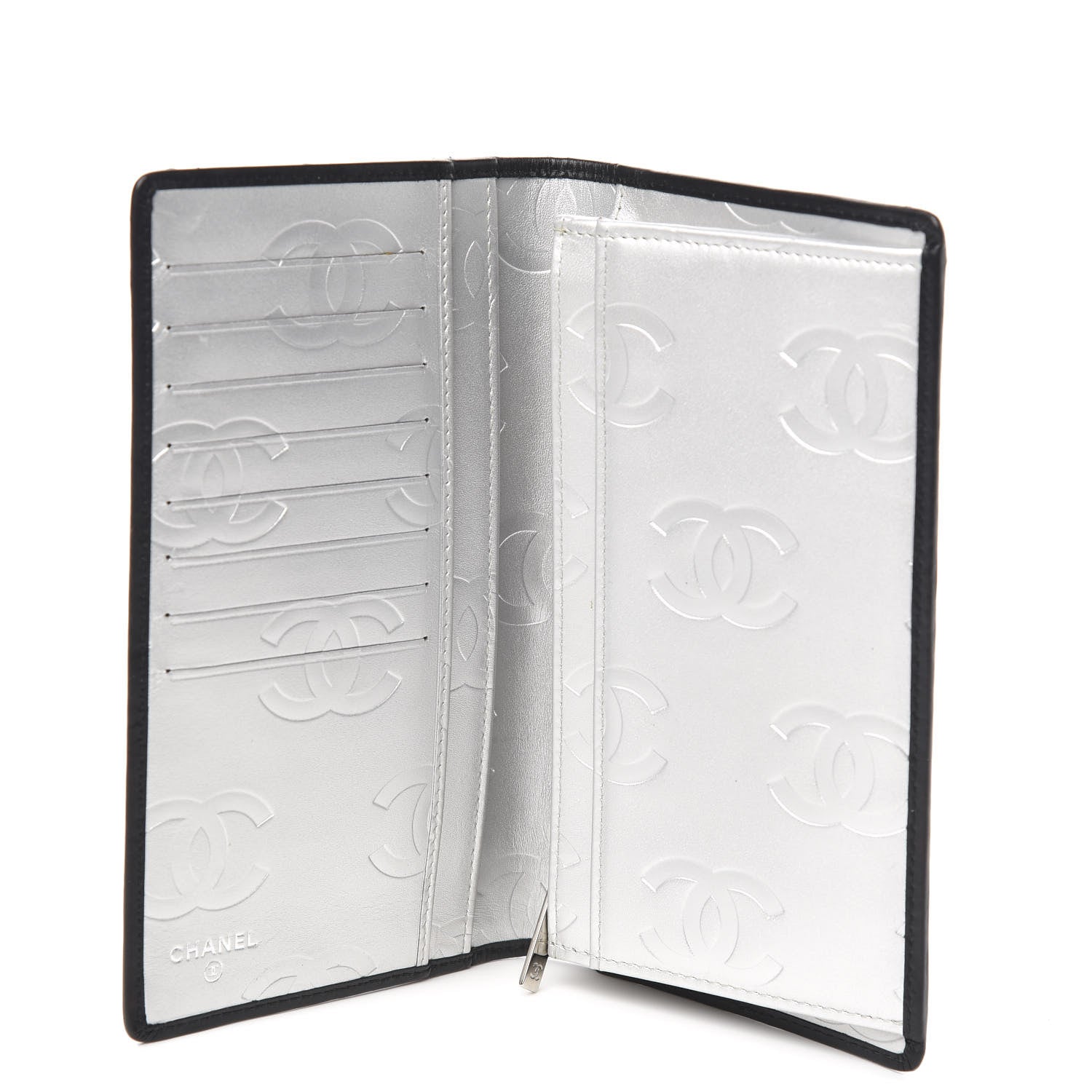 Chanel Calfskin Quilted Cambon Yen Wallet Black White 5 of 8