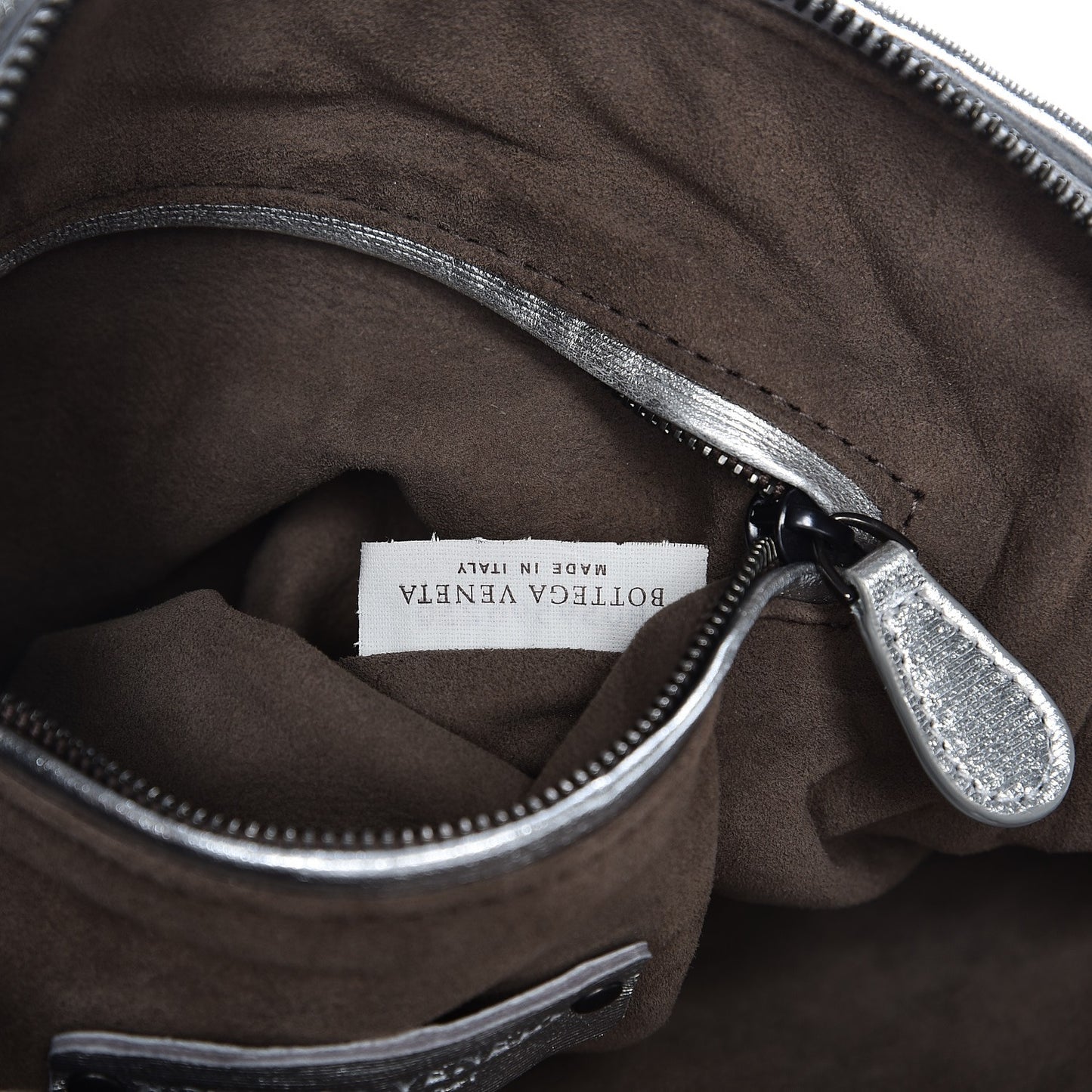Metallic Nappa Intrecciato Pillow Crossbody Messenger Silver