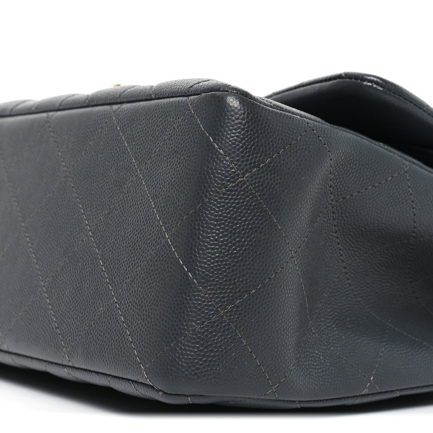 Caviar Quilted Jumbo Double Flap Dark Grey