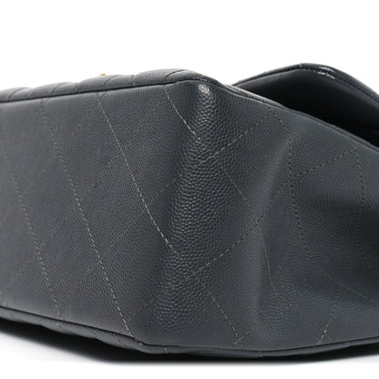 Chanel Caviar Quilted Jumbo Double Flap Dark Grey 10 of 11