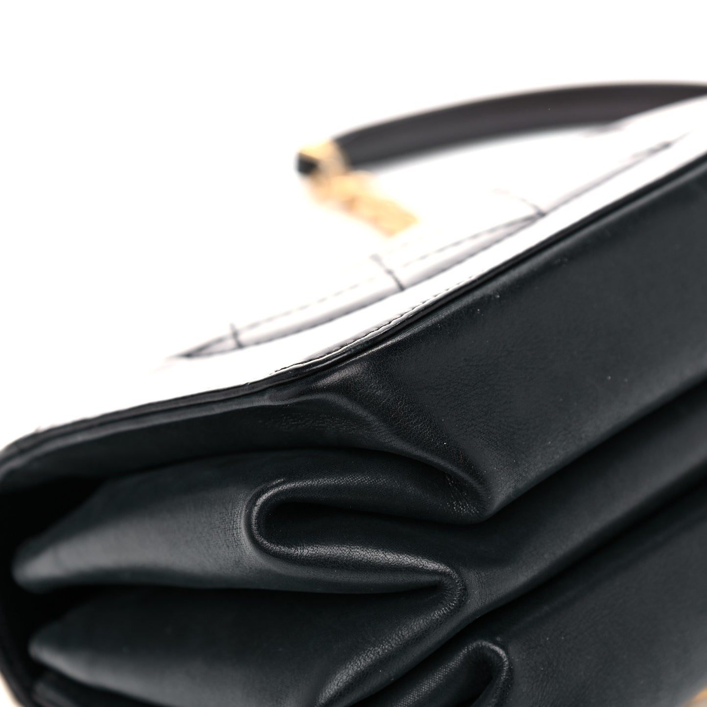 Iridescent Calfskin Quilted Small Straight Lined Flap Black